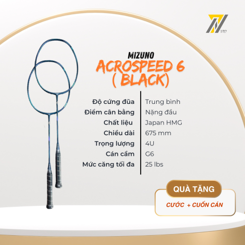 Vợt cầu lông Mizuno Acrospeed 6 (Black)