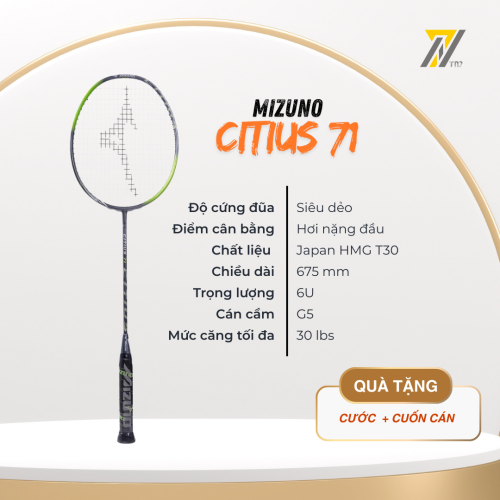 Vợt cầu lông Mizuno Citius 71 - Ghi xanh chính hãng