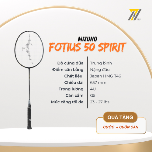 Vợt cầu lông Mizuno Fortius 50 Spirit - Đen xám chính hãng