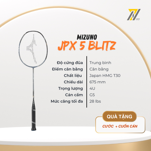 Vợt cầu lông Mizuno JPX 5 Blitz - Xám đen vàng chính hãng