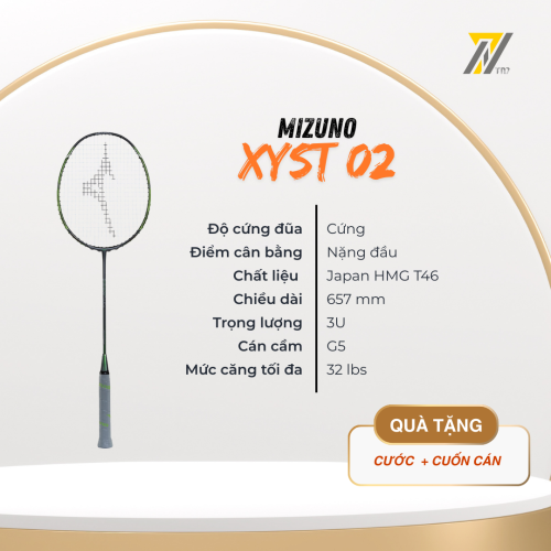 Vợt Cầu Lông Mizuno XYST-02 - Xám xanh