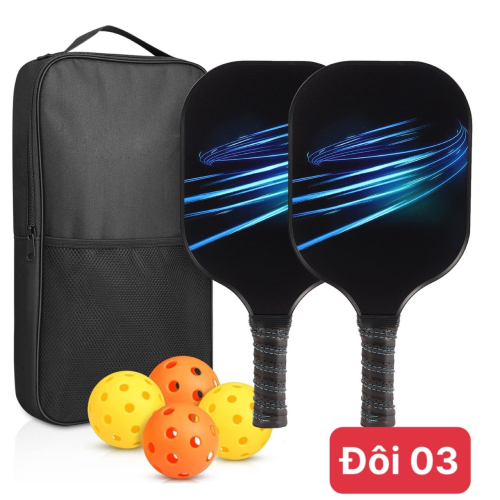 Vợt Pickle Ball Sợi Thủy Tinh Siêu Nhẹ mã đôi 03- Set Vợt PickleBall Gồm 2 Vợt Và 4 Bóng