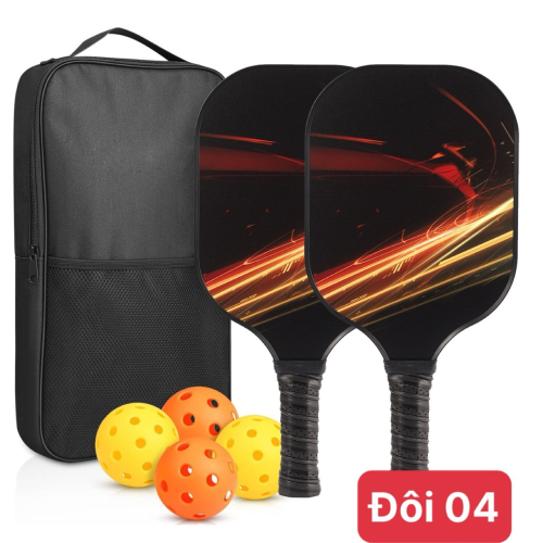 Vợt Pickle Ball Sợi Thủy Tinh Siêu Nhẹ mã đôi 04 - Set Vợt PickleBall Gồm 2 Vợt Và 4 Bóng