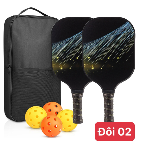 Vợt Pickle Ball Sợi Thủy Tinh Siêu Nhẹ mã đôi 02- Set Vợt PickleBall Gồm 2 Vợt Và 4 Bóng