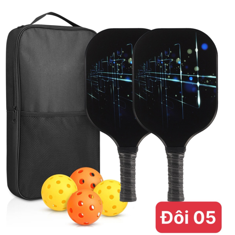 Vợt Pickle Ball Sợi Thủy Tinh Siêu Nhẹ mã đôi 05- Set Vợt PickleBall Gồm 2 Vợt Và 4 Bóng