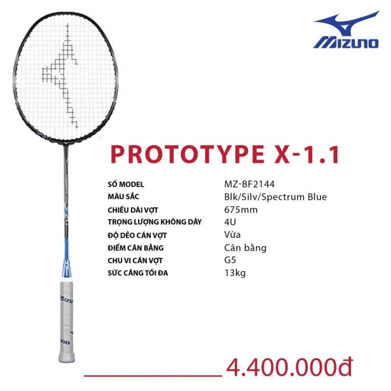 Vợt cầu lông Mizuno Prototype X-1.1 - Đen xanh chính hãng